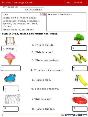 Unit 5: Where's the ball?