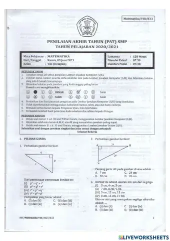 Persipan PTS Pytagoras dan BRSD