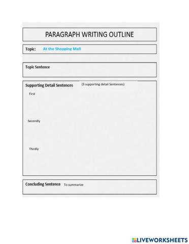 Creative Writing - Paragraph Writing Outline