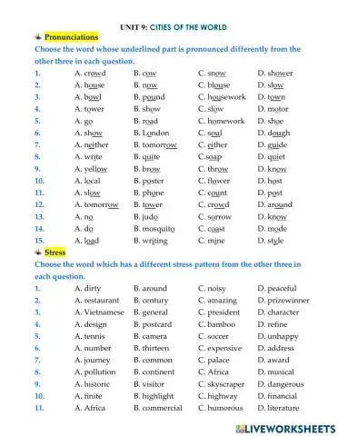 English 6 - unit 9 - pronunciation