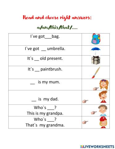 A an this that & vocab