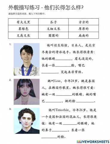 他们长得怎么样？