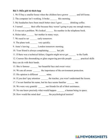 Grade 9 - Prepositions 2