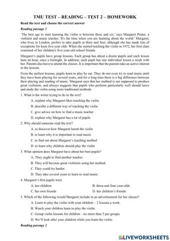 TMU - Reading Test 2