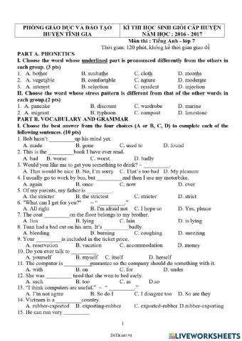 ĐỀ HỌC SINH GIỎI TA 7