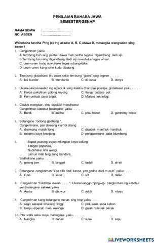 Penilaian bahasa jawa smt genap