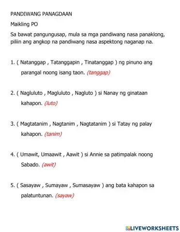 Pandiwang pangnagdaan