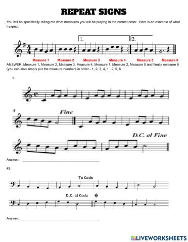 Repeat signs in music