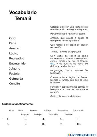 Vocabulario tema 8