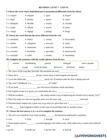 Revision U7-9 Grade 9