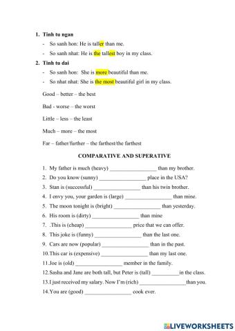 Comparative and superative