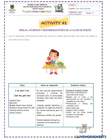 Reglas clase de inglés