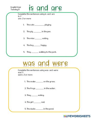 Verbs is are was were