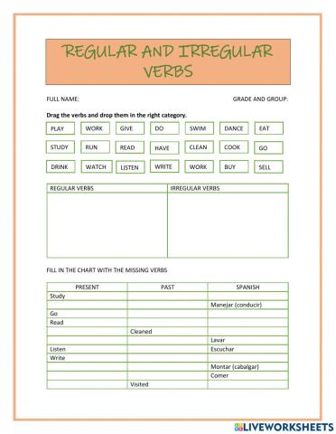 Regular and irregular verbs