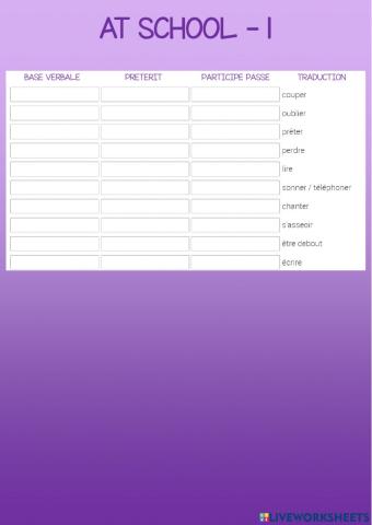 Irregular vebs - at school