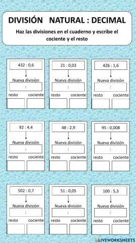 División natural entre decimal