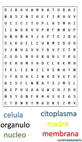 Sopa de letras partes de la celula