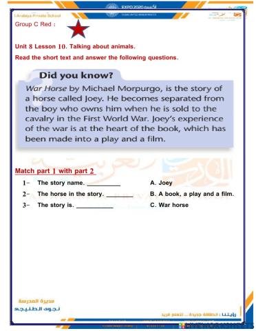 War horse Unit 8 Lesson 10