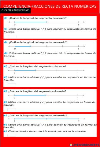 Fracciones rectas numéricas