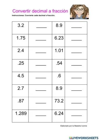 Convertir decimal a fracción