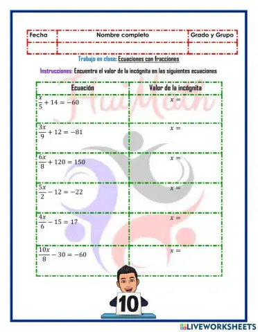 Ecuaciones fraccionarias