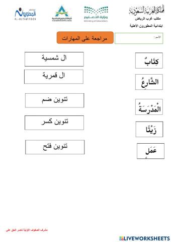 مراجعة ال بنوعيها والتنوين صف ثالث .ناصر الحق علي