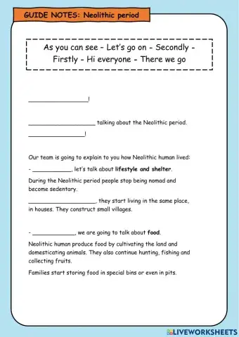 Guide notes: Neolithic period