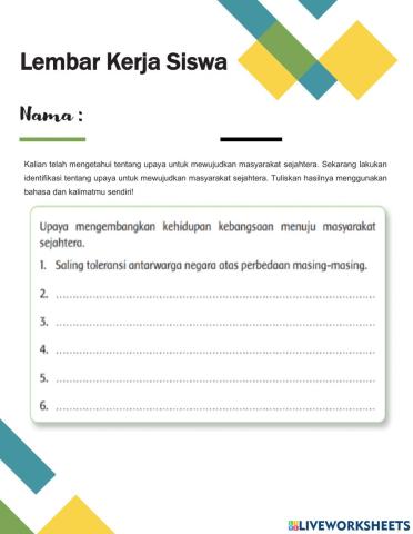 Upaya Mewujudkan Masyarakat Sejahtera