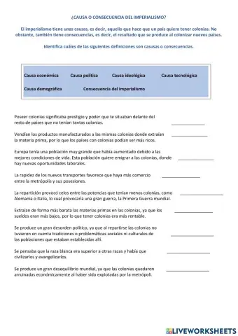 Imperialismo causas y consecuencias