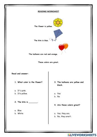 Reading Worksheet