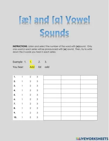 æ and ɑ vowel sounds