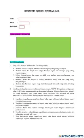 Kuis Kerjasama Ekonomi Internasional