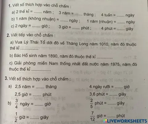 Luyện tập đổi số đo thời gian