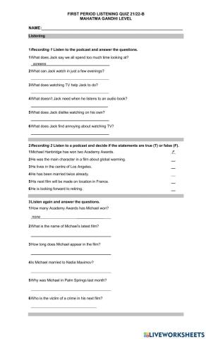 Listening quiz 1st period