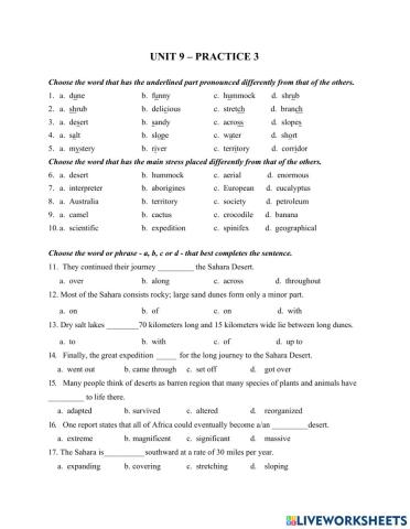Grade 12 - Unit 9 - Practice 3