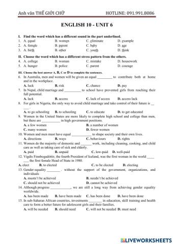 English 10 - unit 6 & unit 7