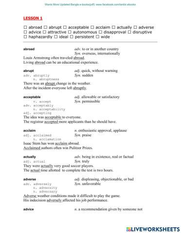 Vocabulary for TOEFL (1)