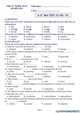 Tieng Anh Lop 8 - 2nd Mid-Term Test 01