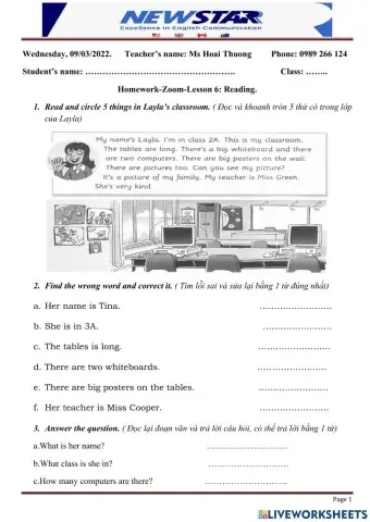 HW Reading New things. G2