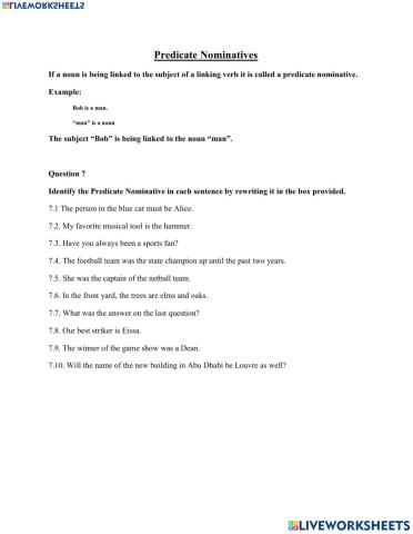 Predicate Nominatives