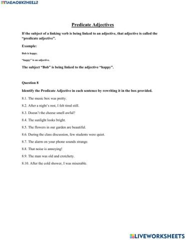 Predicate Adjectives