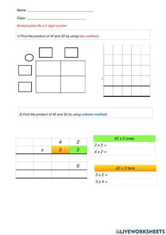 Mulitplying by a 2 digit number practice
