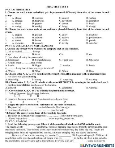 GRADE 7- MIDTERM TEST-PRACTICE TEST 1