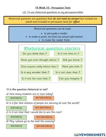 DIS Y4 English Week 10 Rhetorical Questions