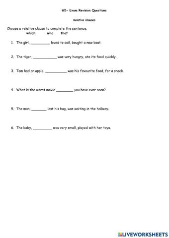 G5 exam prep relative clauses