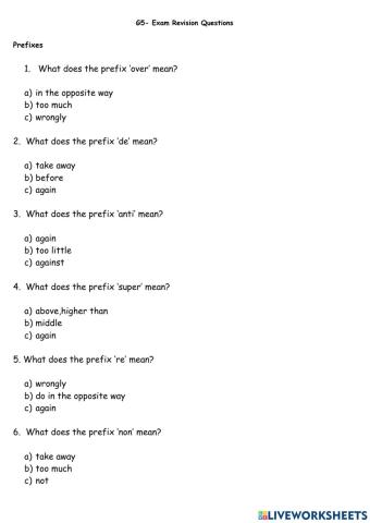 G5 exam prep prefixes