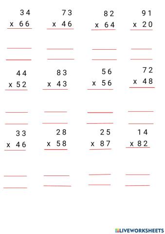 双位数乘法 2 digits multiplication