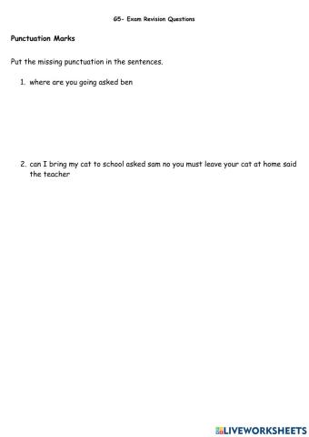 G5 exam prep punctuation marks
