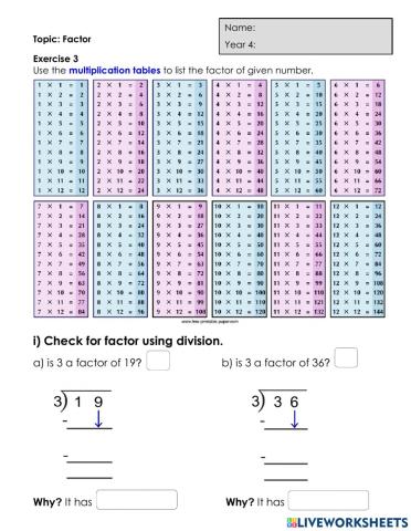 Red common factor Year 4