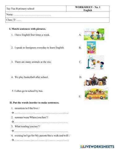 Đề kiểm tra tiếng anh 5 HK 2 số 1